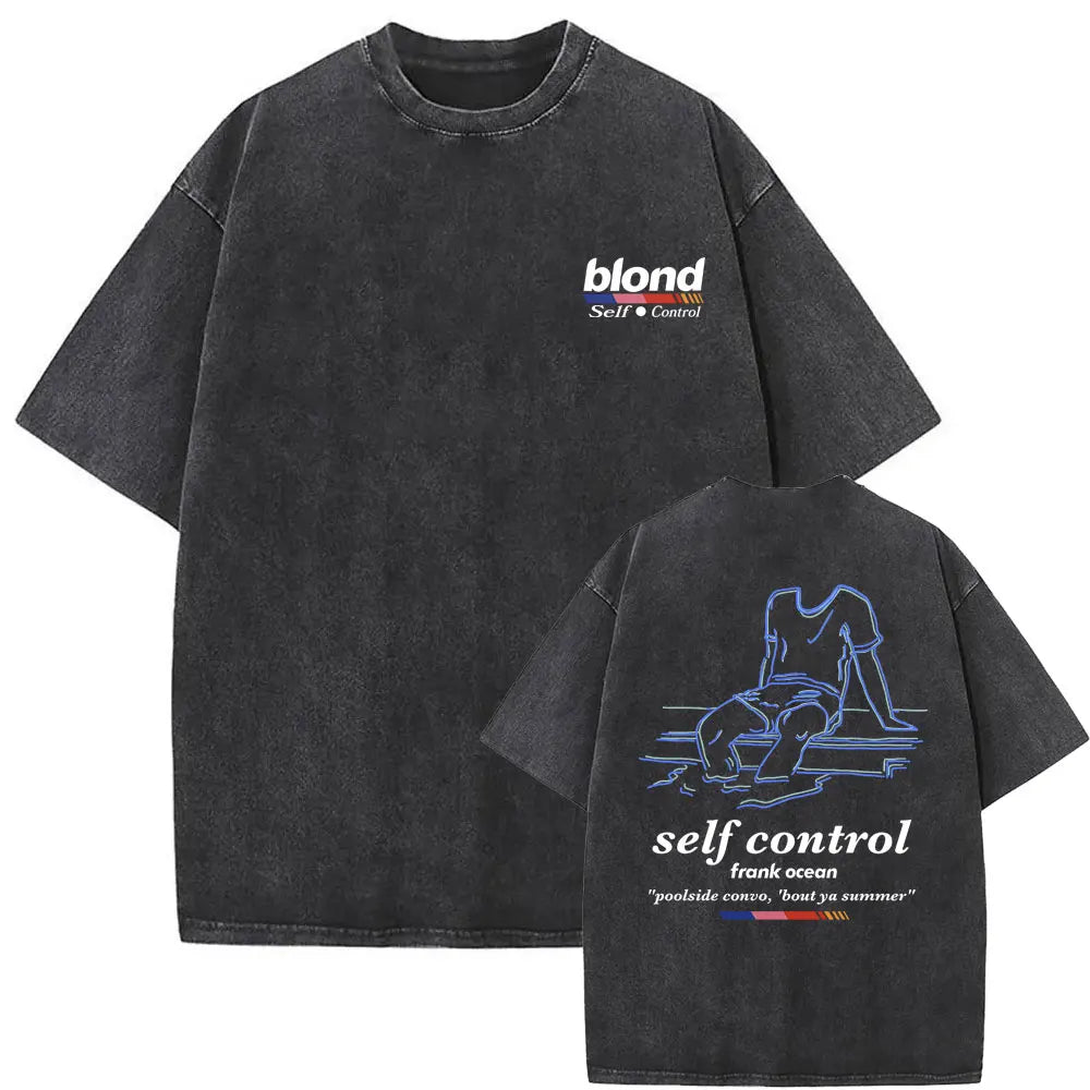 Camisa Boxy "Self Control" Vintage Tee - Faded Black Edition
